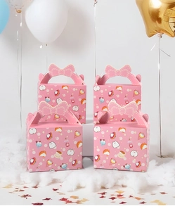 Pink gift boxes with cute cat patterns and bow handles on a decorative background