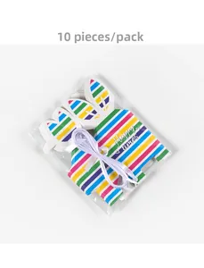 Colorful striped Easter paper gift boxes with cute rabbit ears and white ribbon ties