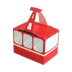 Creative red cable car paper gift box for birthday party favors and holiday candy packaging
