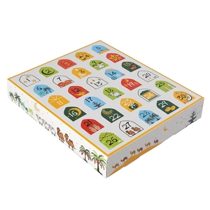30-day Ramadan countdown calendar gift box featuring arched windows and festive motifs
