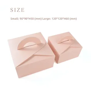 Scatole regalo rosa opache in dimensioni piccole e grandi con manici e specifiche