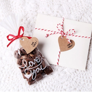 Σετ συσκευασίας δώρου DIY με τσάντες love you, κόκκινες κορδέλες και καρτέλες kraft