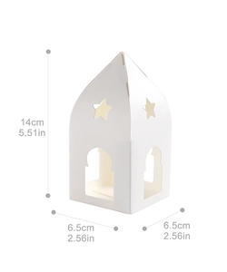 Boîte cadeau blanche avec étoiles ajourées et dimensions 14x6,5 cm pour bougies et bonbons
