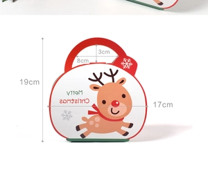Detaillierte Größentabelle der Weihnachts-Rentierbox, 19 cm x 17 cm mit Tragegriff