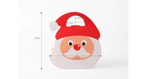 Vista frontale del sacchetto regalo Babbo Natale con dimensioni 19cm altezza e 17cm larghezza