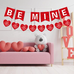 Detail von BE MINE Schwalbenschwanz-Banner mit Rosenmuster für Valentinstag-Dekoration