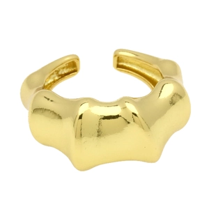Polished 18k gold plated irregular wave ring with minimalist open adjustable design