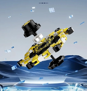 Exploded view of the deformable mechanical spinner toy with rotatable joints and LED base