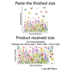 Colorful butterfly and wildflower static cling stickers for glass and home wall decoration