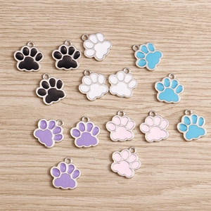 Alloy Enamel Cat Paw Print Charms Cute Animal Footprint Pendants Jewelry Making DIY Necklace Bracelet Craft Accessories