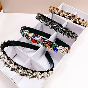 Four sets of luxury crystal headbands with non-slip teeth in multiple vibrant colors