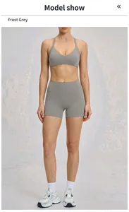 Pantaloncini da yoga grigio gelo a vita alta per donna con controllo della pancia e modellante
