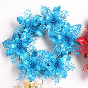Fiore di stella di Natale blu scintillante per ghirlande fai-da-te e decorazioni festive