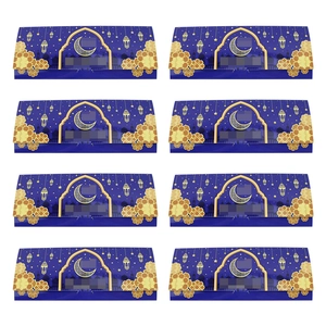 Set of 8 Ramadan money envelopes with golden moon and mosque castle designs