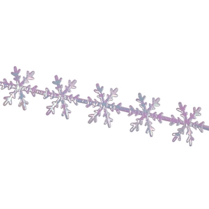Iridescent 10m snowflake ribbon lace with laser film finish for Christmas decoration