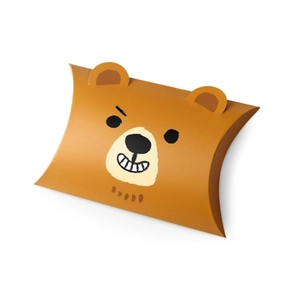 Brown cartoon bear pillow gift box with 3D ears for children candy packaging