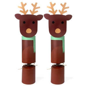 Scatole regalo di Natale a forma di renna marrone con corna 3D e motivi sciarpa verde