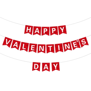 Valentinstag Banner Papier Rote Rose Muster Schwalbenschwanz Girlande Romantische Party Wanddekorationen