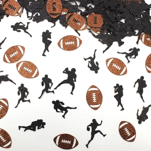 Décorations de Fête American Football Super Bowl Confettis de Table Pailletés Silhouette d'Athlète Football Marron Éléments de Décoration en Papier pour Anniversaire Sportif