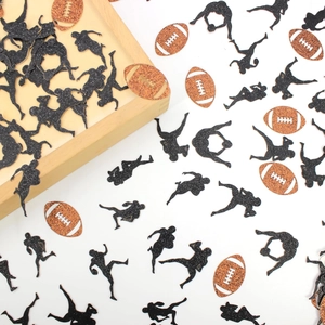 Confettis de football américain avec silhouettes noires et formes de rugby pailletées