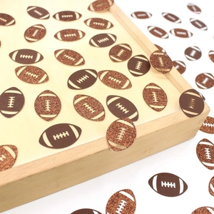 Brown glitter and matte football confetti decorations for sports themed parties