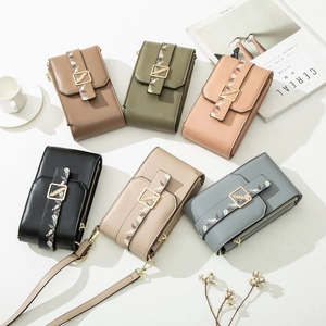 Women's PU leather crossbody phone bags with floral strap and leaf buckle in 6 colors