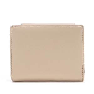 Minimalist beige short tri-fold wallet for women with high-quality synthetic leather finish