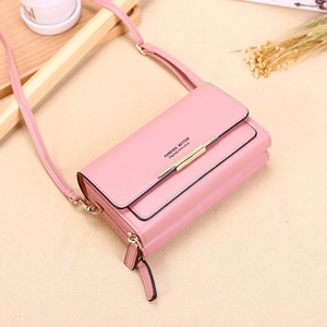 Women Multi Functional Crossbody Mobile Phone Bag PU Leather Zipper Snap Long Strap Wallet Purse