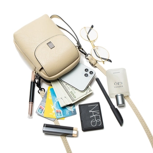 Sac à téléphone vertical en cuir croisé avec fentes pour cartes et bandoulière
