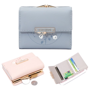 Detailed view of the trifold wallet's interior slots and elegant floral printed patterns