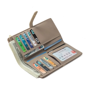 Foldable embroidered soft leather wallet with multi-card slots and large capacity