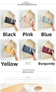Multi-color long matte wallets for women featuring metal clasp and wristlet strap