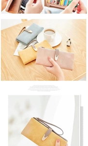 Detail view of multifunctional matte leather wallet with card slots and phone pocket