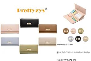 Detail view of large capacity wallet interior with card slots and golden hardware decor