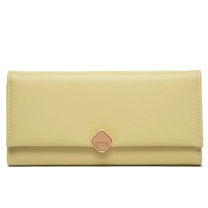 Portafoglio Lungo da Donna in Pelle PU con Motivo a Rombi Pochette Grande Capacità Fibbia in Metallo Semplice Moda Porta Carte Cellulare