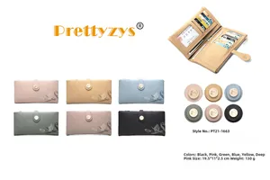 Detailed view of women's long floral PU leather wallet with multiple card slots