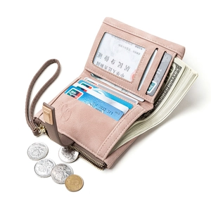 Portafoglio vintage rosa antico da donna con scomparti per carte e tasca per monete