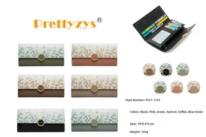 Detailed interior of women's long floral wallet showing multi-card slots and color options