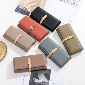 Portefeuilles longs minimalistes pour femmes en six couleurs avec boucles dorées chic