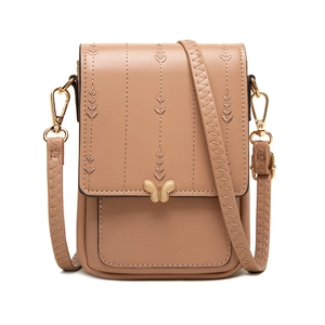 Sac bandoulière pour téléphone en cuir PU avec boucle papillon dorée et détails brodés