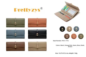Detailed interior of women's long wallet showing card slots and spacious compartments