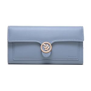 Women Long Wallet PU Leather Elegant Leaf Buckle Folding Clutch Purse With Multiple Card Slots