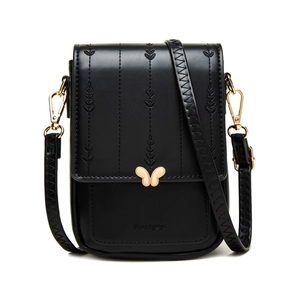 Petit Sac À Bandoulière Pour Téléphone Portable Femme En Cuir PU Broderie Boucle Papillon Sac À Épaule Vertical