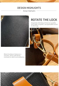 Close-up of black litchi grain leather texture with gold metal lock and precise stitching