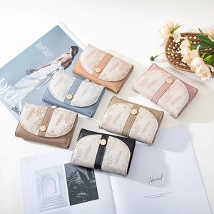Elegant PU leather floral print trifold wallets for women available in six soft matte colors