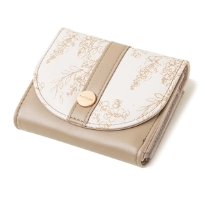 Short tri-fold PU leather wallet for women with floral print and snap buckle closure