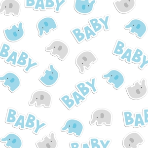 Blue and grey elephant confetti decorations with BABY text for newborn boy baby showers
