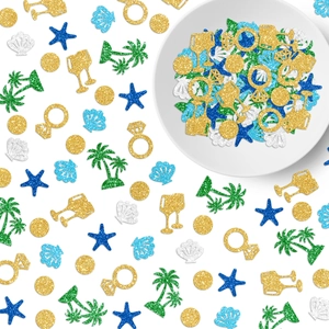 Hawaii-Party-Konfetti mit Glitzer-Kokospalmen Ringen und Muscheln Dekoration