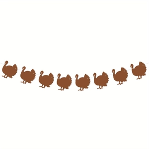 Detail of 8 brown paper turkey silhouettes for Thanksgiving party banner decorations