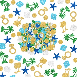 Hawaii Party Glitzer Papier Konfetti Kokospalme Muschel Seestern Diamantring Champagnerglas Hochzeit Strand Dekoration